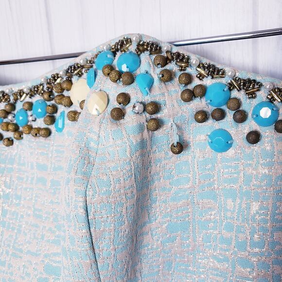 Lilly Pulitzer Raya Metallic Strapless Sheath Dress Beaded Knee Length Lined - Picture 9 of 14